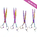 4PC 8.5″ ST4 RAINBOW FEATHER GROOMING KIT