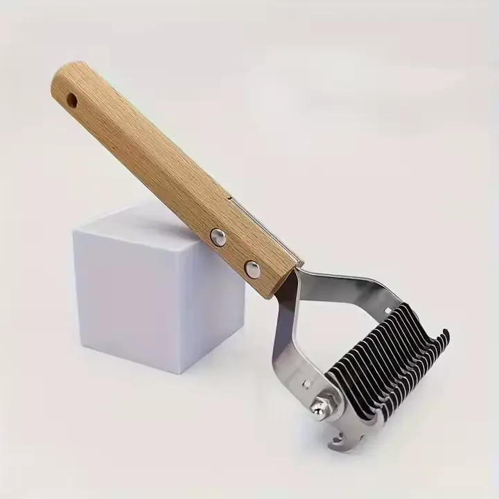 Pet Grooming Brush Comb Double Sided Dog Undercoat Rake Tool For Shedding Dematting Stainless Steel Blade Dematting Comb 