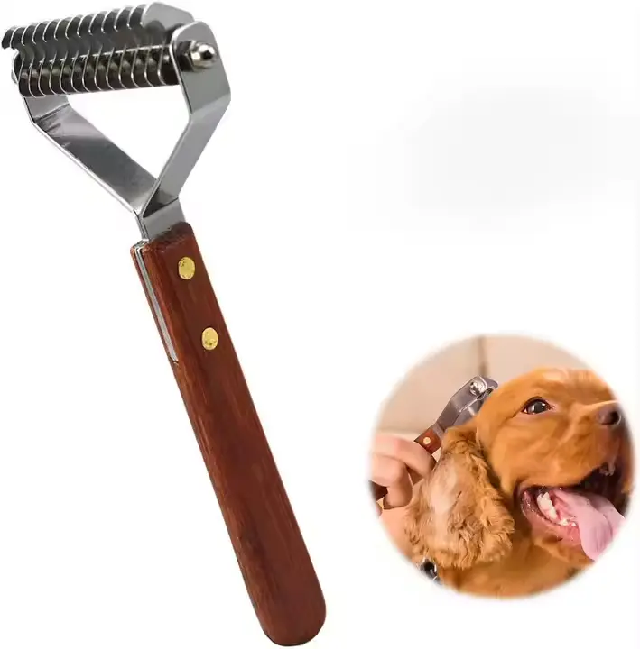 Pet Undercoat Dematting Comnbs for Dogs and Cats Grooming Tool Wooden Handle Pet Hair Grooming Combs 