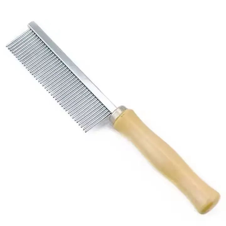 Wooden Handle Grooming Pet Comb Tool for Dog Cat Wholesale stainless steel single row comb 
