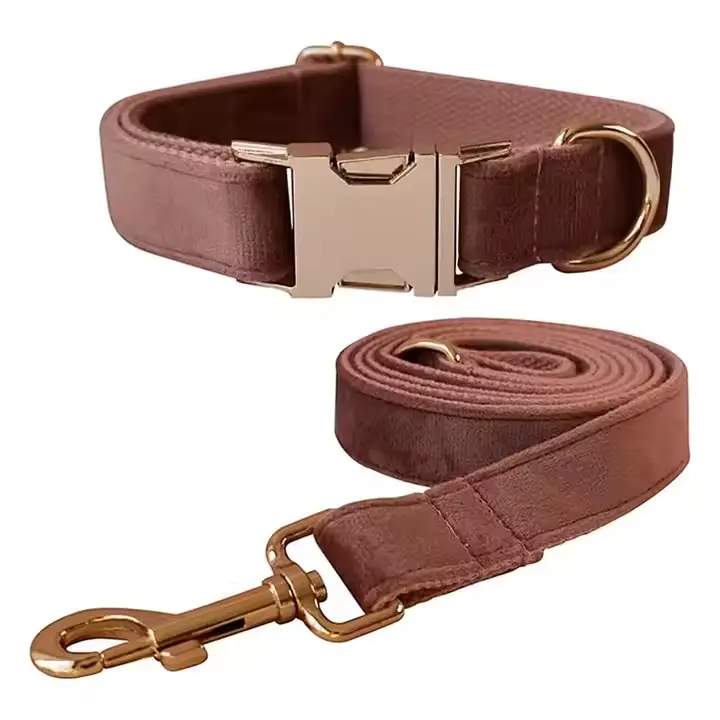 Dog Collar And Lead Sets Personalized Product PU Leather Dog Collar And Leash With Quick Release Buckle