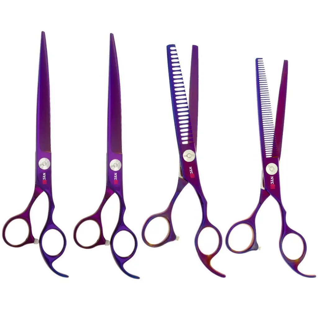 4 PC 8″ GM6 HARMONY PURPLE COMFORT GRIP GROOMING SHEAR KIT