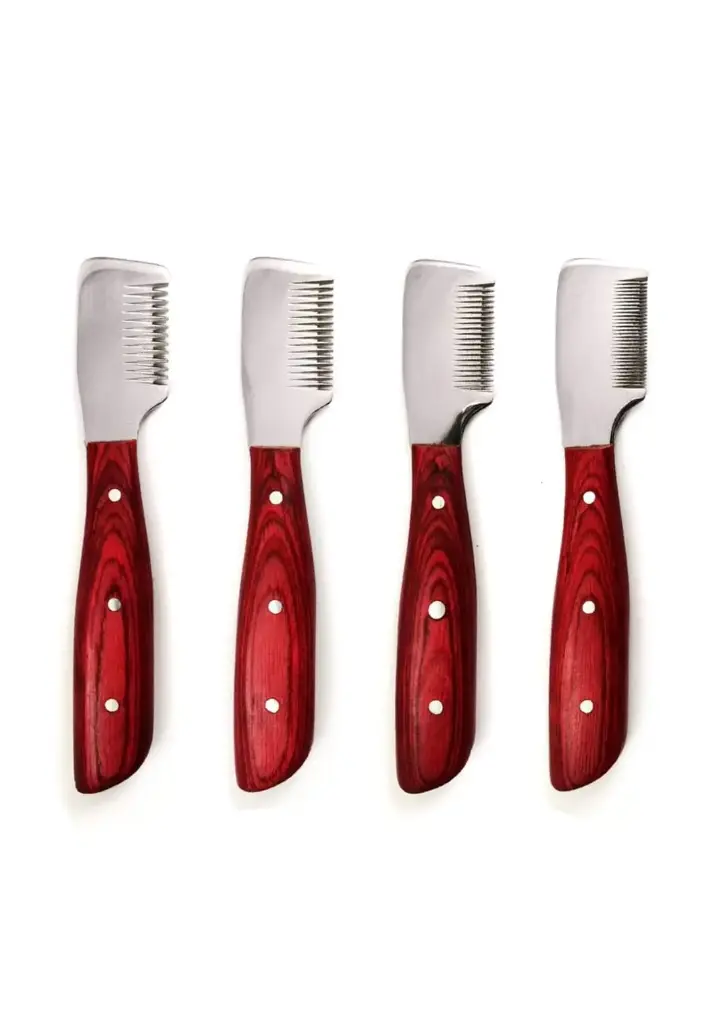 4 pcsWholesale Customized Striping Knives with Wooden Handle Professional Pet Grooming Products