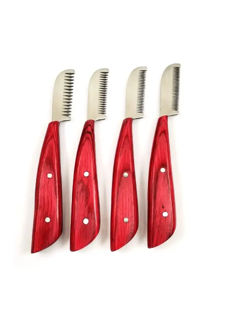 4 pcs Wholesale Customized Striping Knives with Wooden Handle Professional Pet Grooming Products
