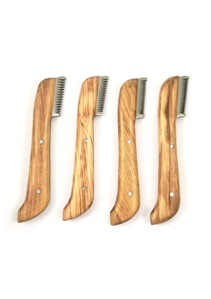 4 pcs Wholesale Customized Striping Knives with Wooden Handle Professional Pet Grooming Products
