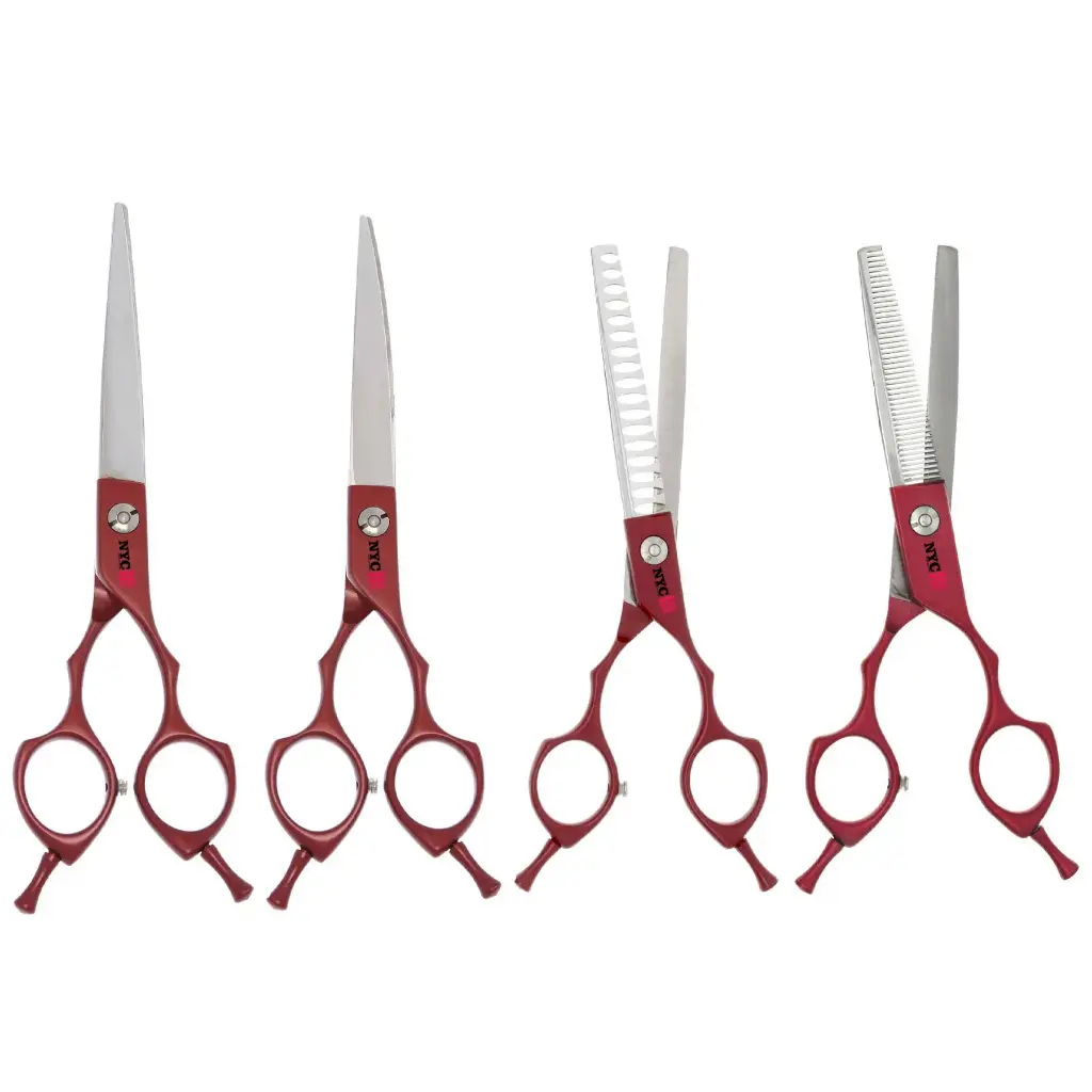4 PC 6.5″ PR65 RED ASIAN FUSION GROOMING KIT