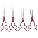 4 PC 6.5″ PR65 RED ASIAN FUSION GROOMING KIT