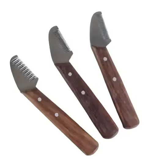 Wholesale Customized 1 Piece Striping Knives with Wooden Handle Professional Pet Grooming Products 