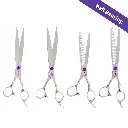 4PC 8.5″ ST4 SILVER dragon handle GROOMING KIT
