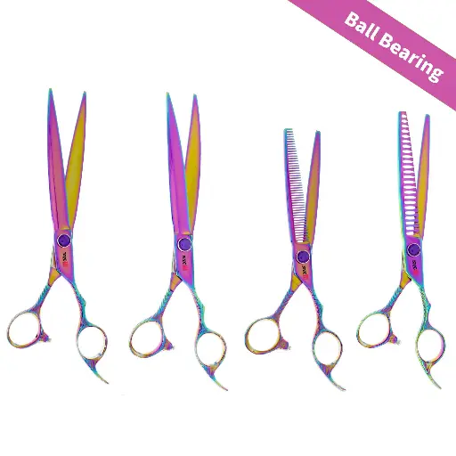 4PC 8.5″ ST4 RAINBOW FEATHER GROOMING KIT