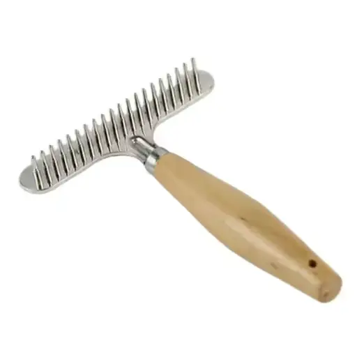 Pet Rake Dog Grooming Tool Sustainable Pet Cleaning & Grooming Products Wooden Handle Pet Hair Rake Combs