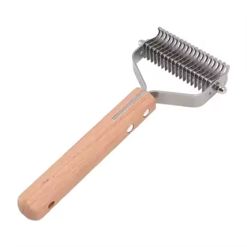 Stainless Steel Pet Dematting Comb with Wooden Handle Pet Hair Dematting Deshedding Undercoat Combs 