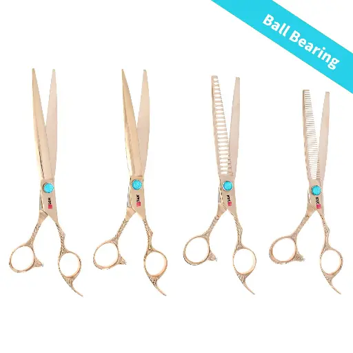 4PC 8.5″ ST4 ROSE GOLD BALL BEARING GROOMING KIT
