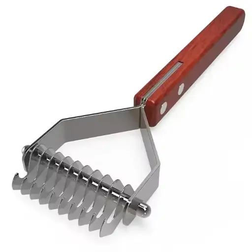 Dog Undercoat Stainless Steel Dematting Rake Shedding Brush with Wooden Handle Dog Cat Stripping Comb 