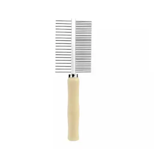 flea grooming Double sided pet comb hair remover combs pet grooming comb with wooden handle 