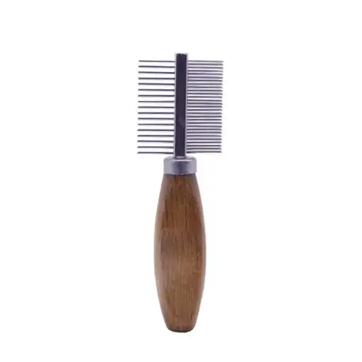 Dog Cat Pet Comb Double-Sided Grooming Metal Comb Wooden Handle Stainless Steel Pet Combs 