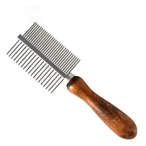 Wholesale Double Sided Wooden Handle Comb Professional Pet Cat Dog Hair Grooming Comb 