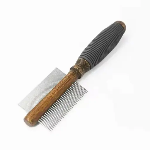 Wooden Handle Stainless steel Double Row Pet Grooming Comb for Dogs Cats Pet Hair Remover Comb 