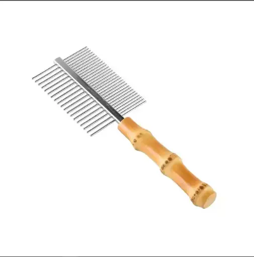 High Quality Double Sided Pet Hair Grooming Comb with Wooden Handle dog hair removal comb 