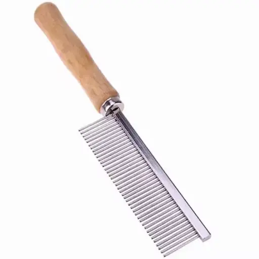 Pet Grooming Stainless Steel Wood Handle Cat and Dog Comb Professional Grooming Single Sided Comb 