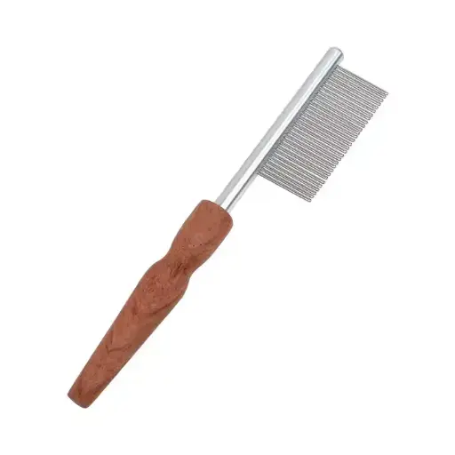 Pet grooming Wooden Handle Single Row Comb for cat dog Single Side Stainless steel Teeth Flea Comb 