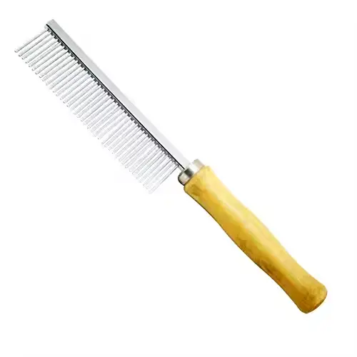 Dog Shedding Comb with Wood Handle Wholesale Metal Dog Combs Single Sided Pet Comb 