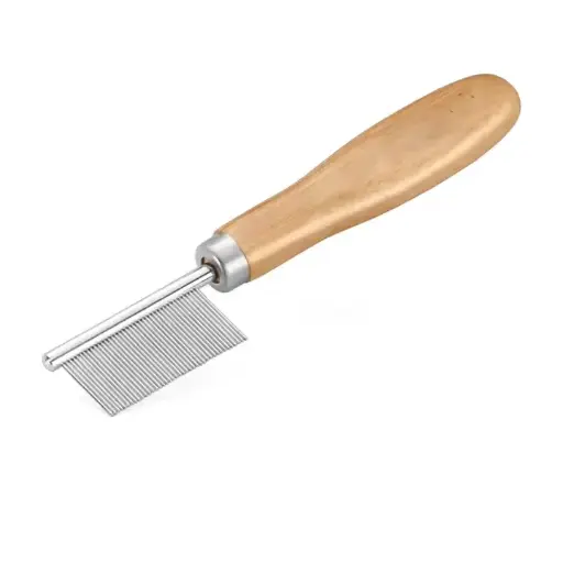 Pet dog cat single-row comb with wooden handle Pet Comb for Cats and Dogs Stainless Steel 