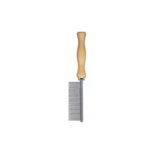 stainless steel teeth single sided comb with wooden handle hair removal pet comb 