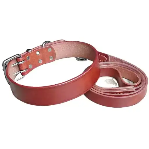 Dog Collar And Lead Wholesale Rate Made In Pakistan Small Large Brown Color Braided Dog Collar And Lead