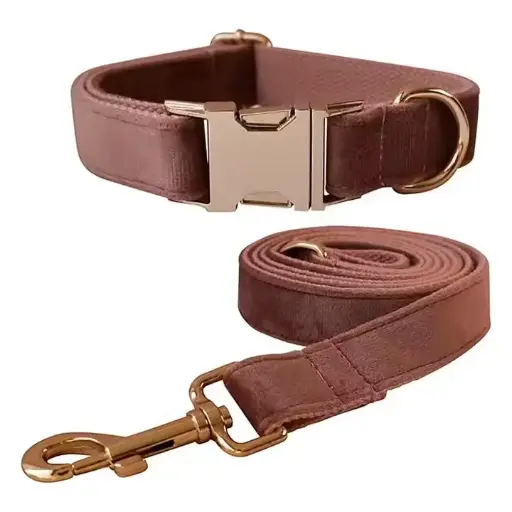 Dog Collar And Lead Sets Personalized Product PU Leather Dog Collar And Leash With Quick Release Buckle