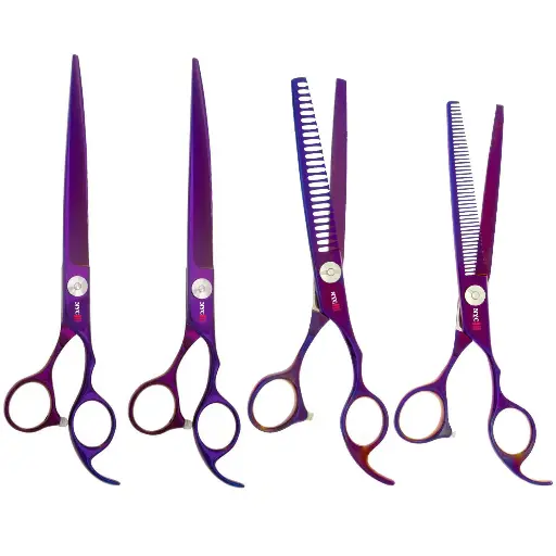 4 PC 8″ GM6 HARMONY PURPLE COMFORT GRIP GROOMING SHEAR KIT