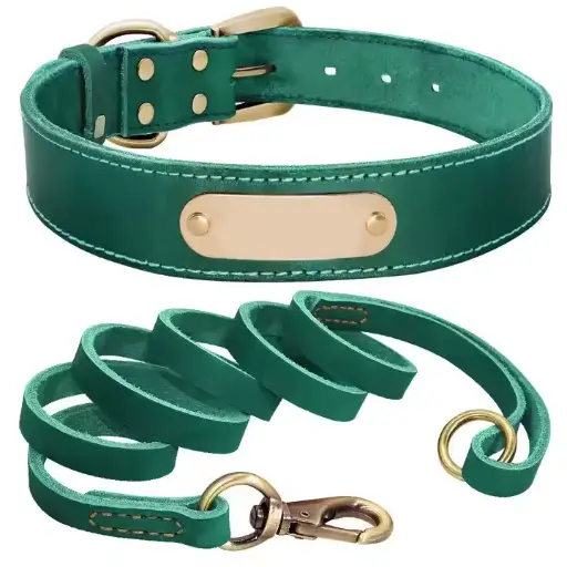 Dog Collar And Lead Genuine Leather Personalized Dog Collar And Lead Set For Small Medium Large Dogs