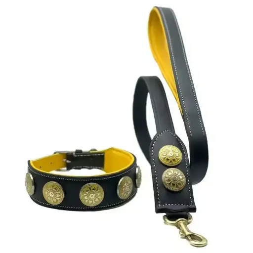 Dog Collar And Lead Padded Stitched For Strong And Big Dogs Show Leather Dog Collar Lead Set