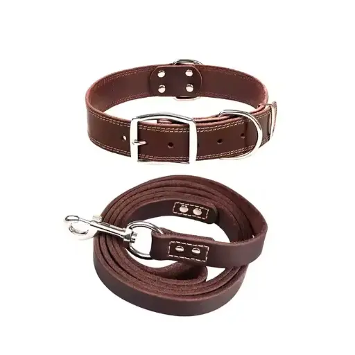 Dog Collar And Lead Sets New Arrival Brown Color 6 Foot x 1 For Extra Large Dogs Collar And Lead