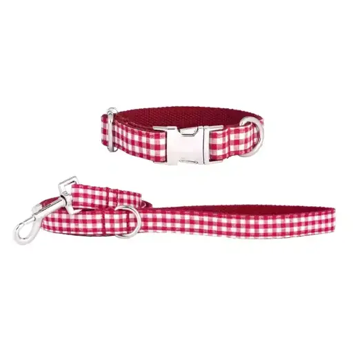 Dog Collar And Lead Sets Designer Dog Collar And Lead In Red Check Style Make Own Dog Collar And Lead Set