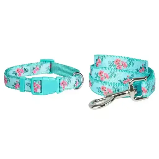 Dog Collar And Lead Spring Flower Adjustable Floral Collars And 4ft Long Matching Leash Dog Lead Sets