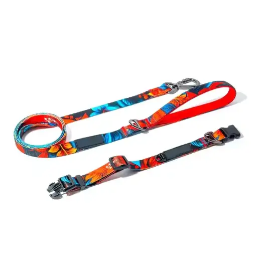Dog Collar And Lead Good Selling Make Your Own Best Product Red Flower Dog Lead And Collar Set