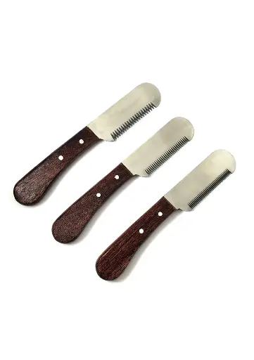 Wholesale Customized   Striping Knives with Wooden Handle Professional Pet Grooming Products