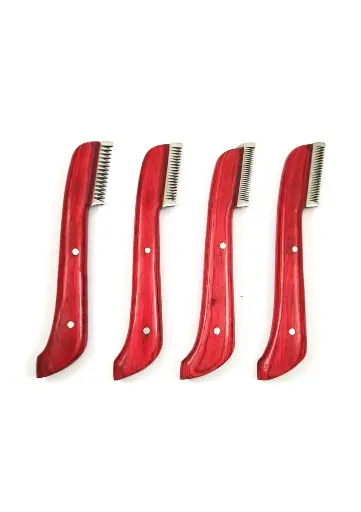 4pcs Wholesale Customized Striping Knives with Wooden Handle Professional Pet Grooming Products