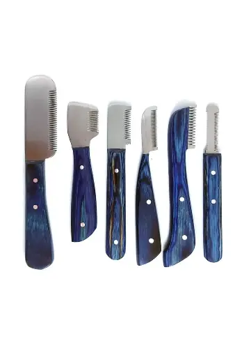 6 pcs Wholesale Customized Striping Knives with Wooden Handle Professional Pet Grooming Products