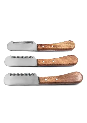 3 pcs Wholesale Customized Striping Knives with Wooden Handle Professional Pet Grooming Products