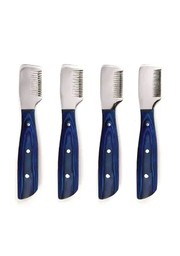 4 pcs Wholesale Customized Striping Knives with Wooden Handle Professional Pet Grooming Products