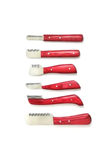 6 pcs Wholesale Customized Striping Knives with Wooden Handle Professional Pet Grooming Products