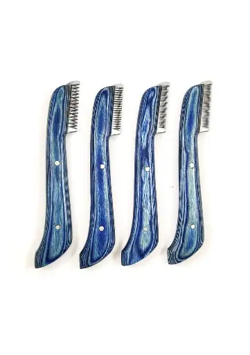 4 pcs Wholesale Customized Striping Knives with Wooden Handle Professional Pet Grooming Products
