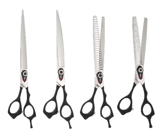 4 PC 8″ P16 BLACK GROOMING SHEAR KIT