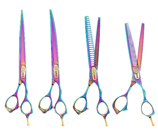 4 PC 8″ BEP21 RAINBOW 44 TOOTH GROOMING KIT