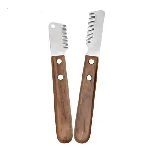 1 piece Wholesale dog stripping knife Wooden Handle Pet Deshedding Tool Pet Hair Knot Comb 