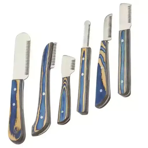 1 piece Hot Sale Pet Grooming Striping Knife Professional Wholesale Stainless Steel Daily Groomers Used Striping Knife with wood 