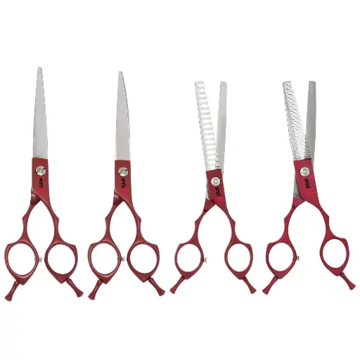 4 PC 6.5″ PR65 RED ASIAN FUSION GROOMING KIT