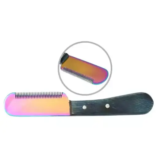 STAINLESS STEEL SHARP BLADE 1 PIECE HANDMADE WOODEN HANDLE STRIPPING KNIFE FOR CAT DOG PET\GROOMING STRIPPING COMB 